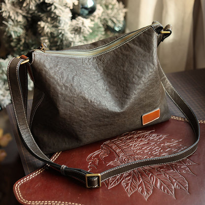 Cowhide Men's One Shoulder Messenger Bag