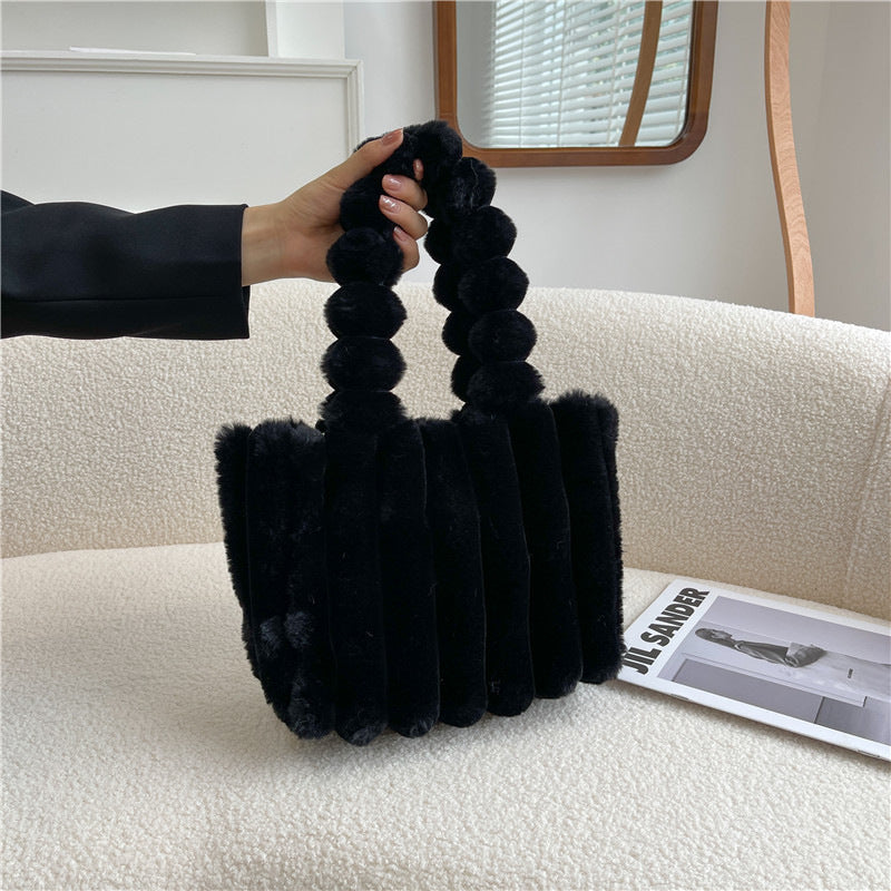 Sac à bandoulière tendance pour femmes, sac à main en peluche de grande capacité, sac à bandoulière simple et portable