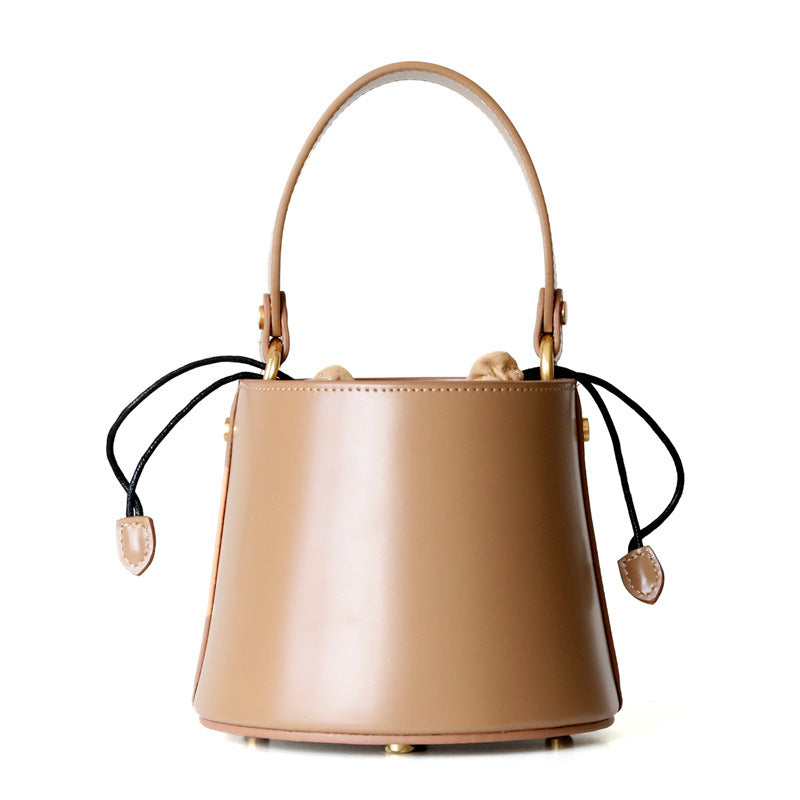 Leather mini bucket bag