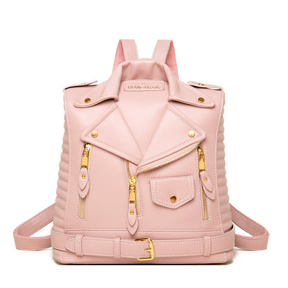 Chaqueta de cuero suave con textura Mochila de moda Wild Clothes