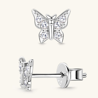 Boucles d'oreilles papillon en argent sterling 925 et moissanite