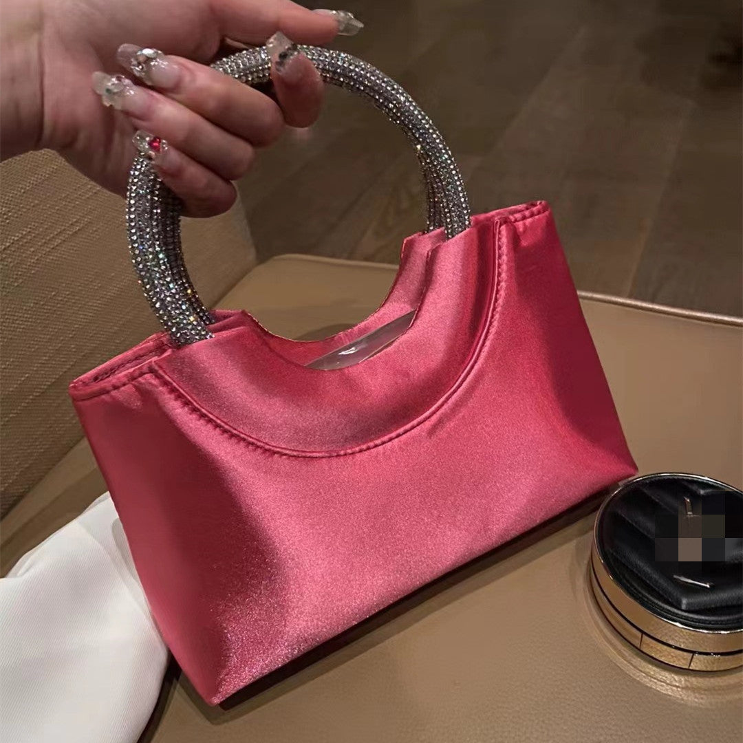 Sac fourre-tout en satin de soie et strass pour femme, design spécial