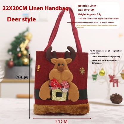 Christmas Candy Gift Tote Bag For Kids Funny Creative Santa Claus Elk Snowman Bear Handbag Small Christmas Tree Decoration Bags