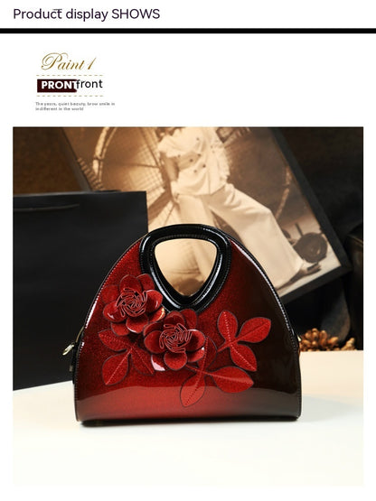 Personalized Flower Dumpling Niche Handbag Versatile Patent Leather Messenger Bag