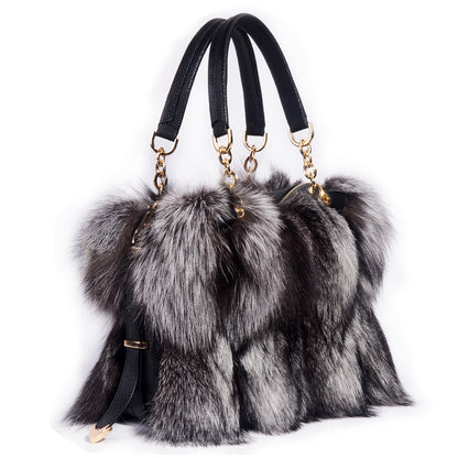 Fashion Handbag Fox Fur With Cowhide