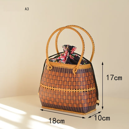 Sac à main en bambou tissé à la main pour pique-nique et voyage