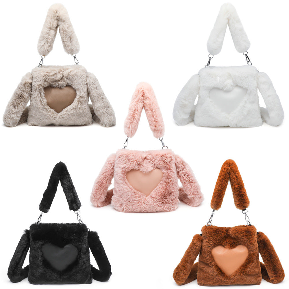 Bolso de hombro mullido para mujer, bolso con asa superior, bolso de mano de felpa para otoño e invierno, bolsos de compras de moda para niñas, bolsos de mano para mujer