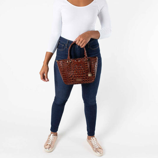 Sac messager portable à motif crocodile Brahmin rétro tendance pour femme