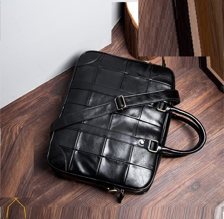 Men's PU Leather One Shoulder Handbag Business Briefcase