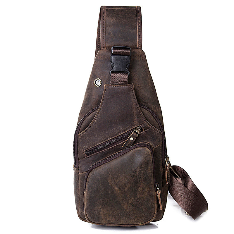 Men's Simple Top Layer Cowhide Chest Bag