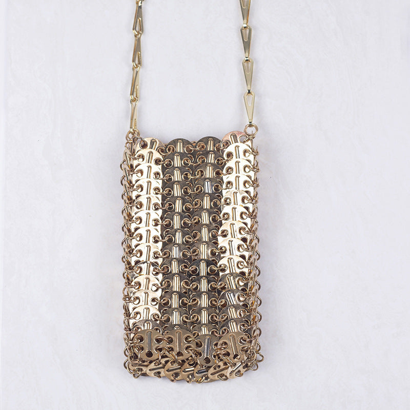 Metallic Gold Sequined Crossbody Bag