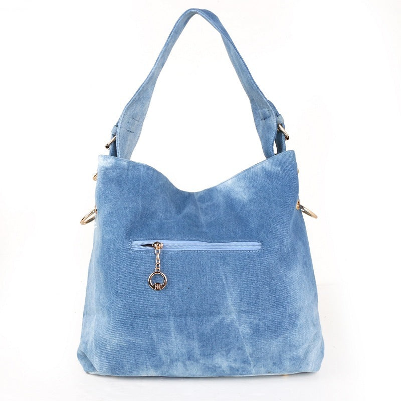 Sac à main messager à une épaule en toile denim tendance