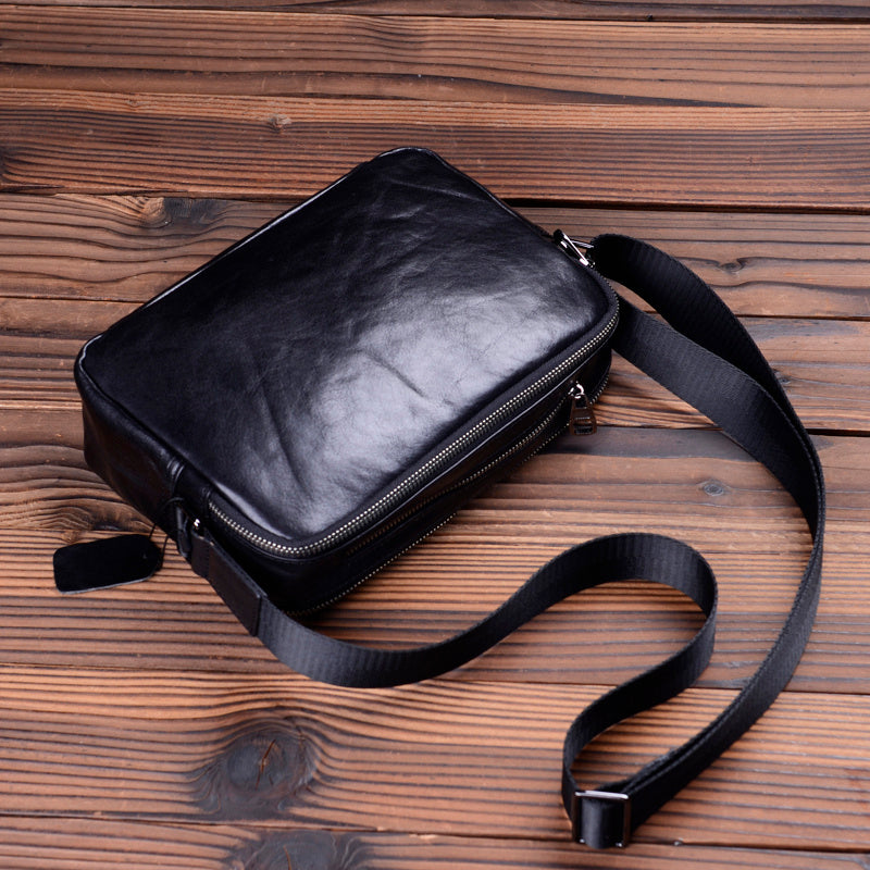 Bolso de hombro de cuero genuino para hombre, estilo retro, hecho a mano