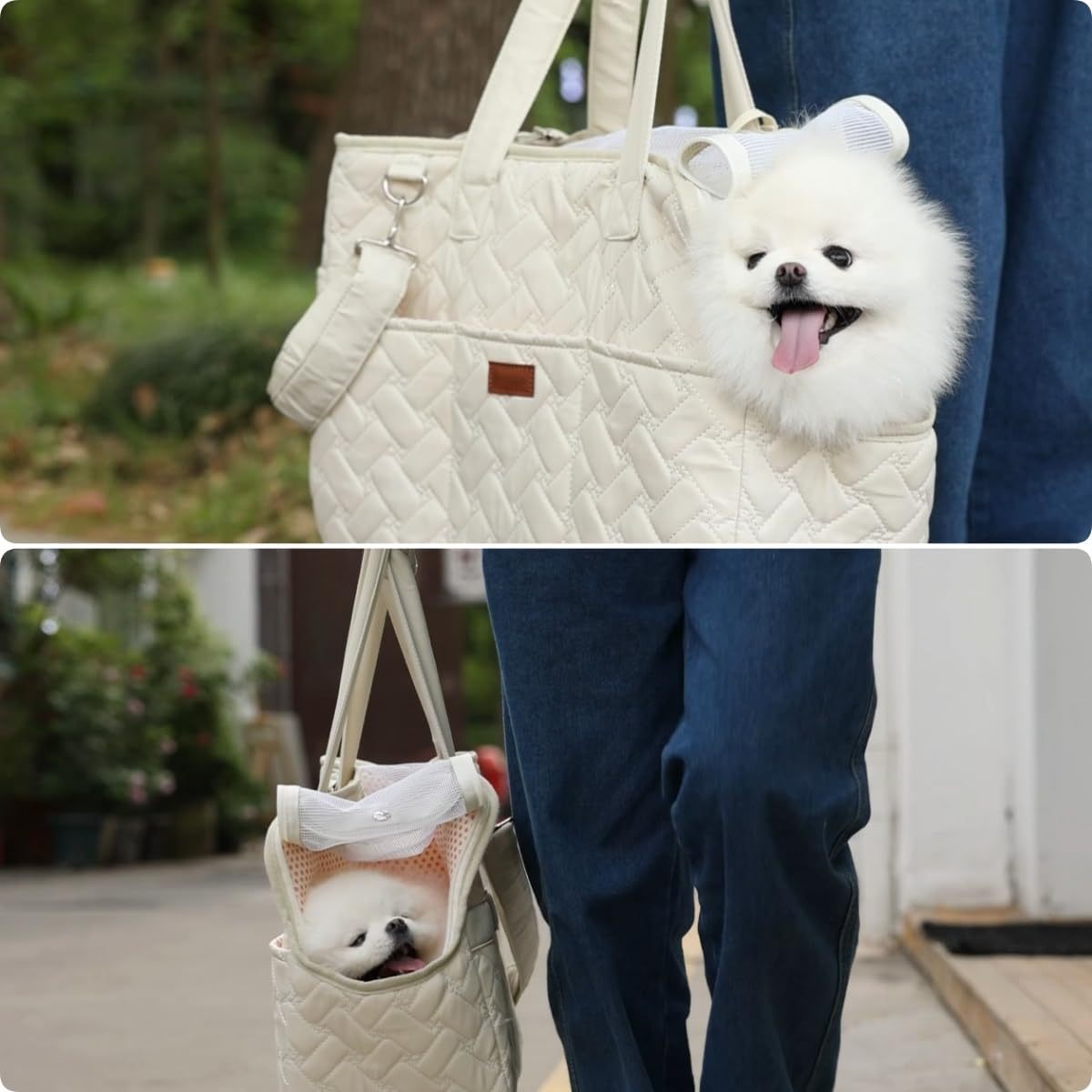 Bolso de mano para gatos, para perros pequeños, para gatos y cachorros, grande, con múltiples bolsillos, de malla transpirable, con cojín suave, para viajes, para mascotas, para picnic al aire libre