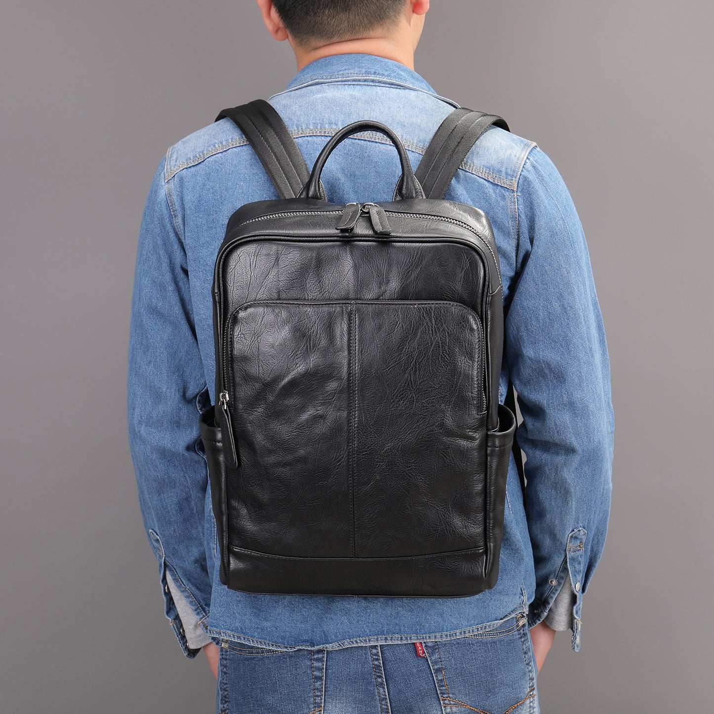 Bolso de hombro retro de piel de Caballo Loco para hombre, estilo coreano