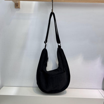 Bolso bandolera retro de piel de ciervo y terciopelo de gran capacidad para mujer