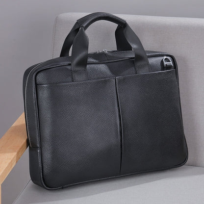 Genuine Leather Large Capacity Briefcase Men's Horizontal First Layer Cowhide Computer Storage Bag