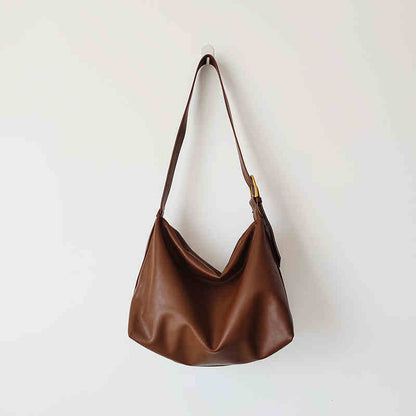 Simple Soft Leather Idle Style Crossbody Bag