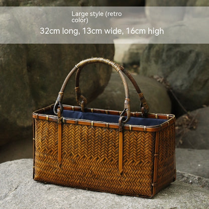 Vintage Japanese Bamboo Woven Handbag