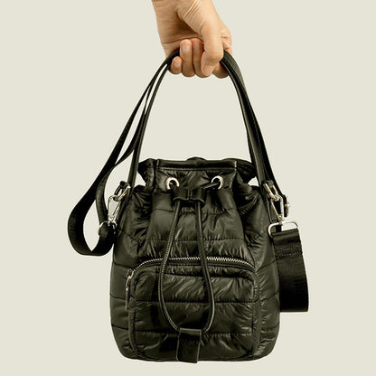 Sac seau rétro en coton et nylon pour femme