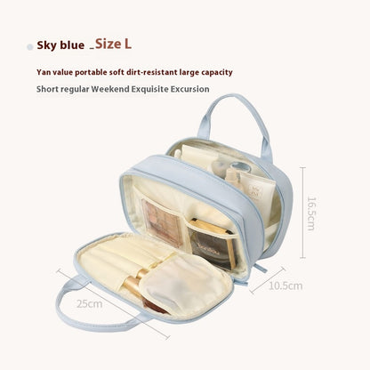 New Portable Cosmetic Bag With Handle Large Capacity Waterproof Make-up Toiletries Handbag Multifunctional Storage Travel Bag For Women