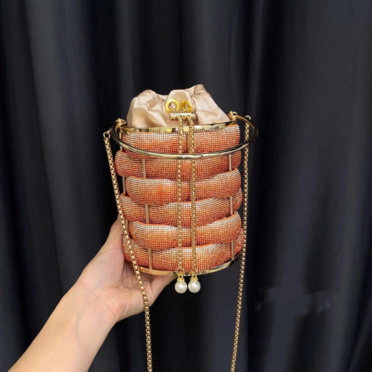 Fashion Metal Hand-woven Shiny Rhinestone Quartz Rope