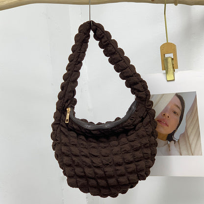 Sac à main plissé à motif de nuages ​​​​de couleur unie décontracté pour femme