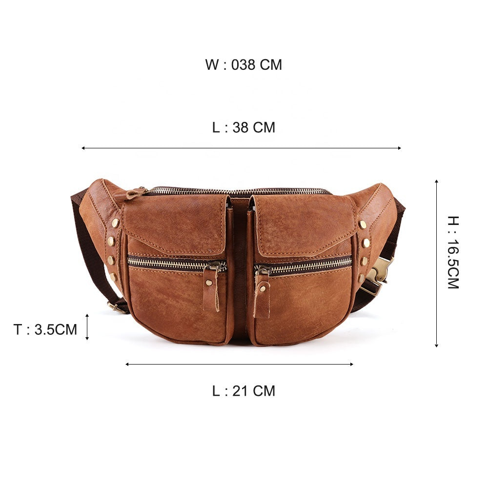 Bolso de hombro multifunción de cuero para exteriores para hombre