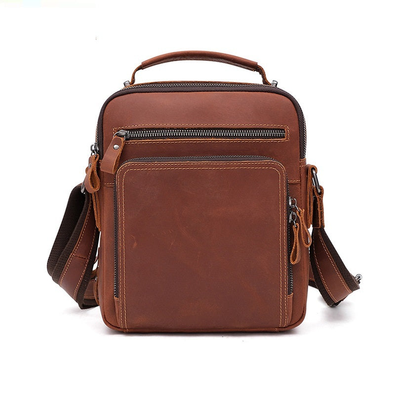 Bolso de cuero para hombre de gran capacidad, estilo retro e informal