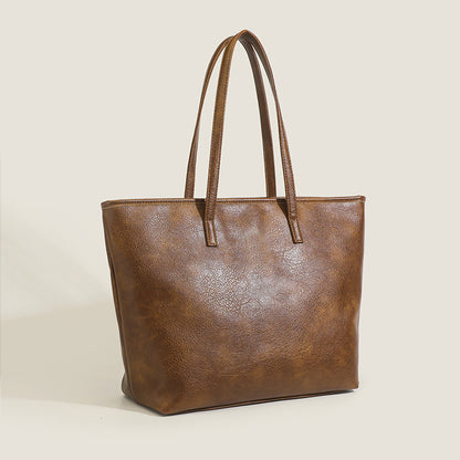 Nouveau sac fourre-tout rétro de grande capacité pour femmes, sac à main simple pour les déplacements, sac de rangement à bandoulière de couleur unie