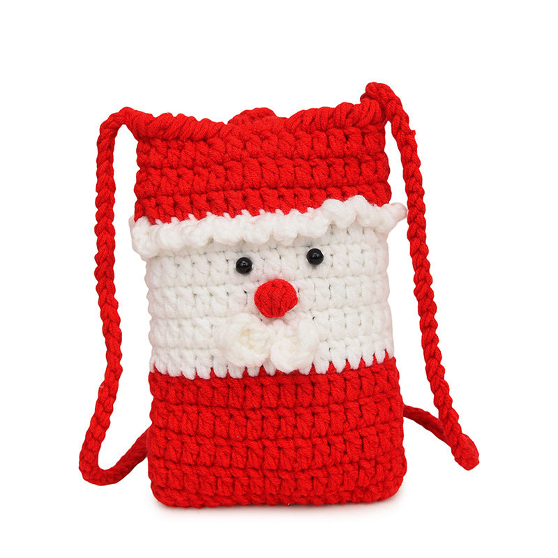 Christmas Hand-woven Wool Mobile Phone Bag Crossbody Female