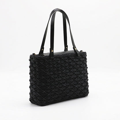 Sac en rotin pour femme en tissage de plage noir