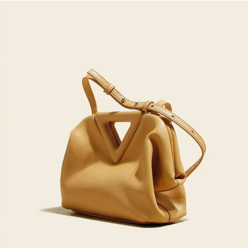 Triangle Cloud Bag Leather Diagonal Handbag