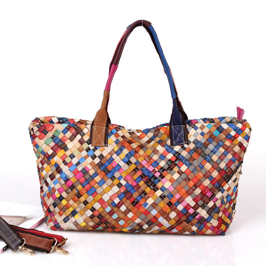 Hand-woven bag color bag