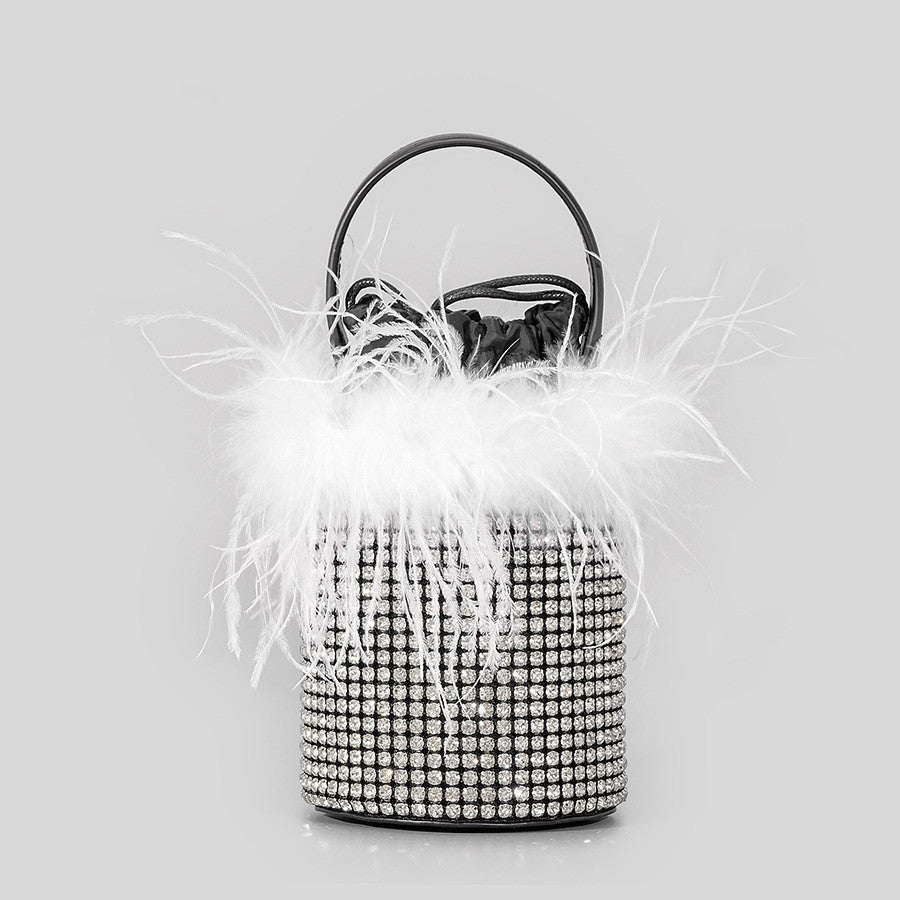 Sac seau en peluche pour femme Bling Hot Drilling