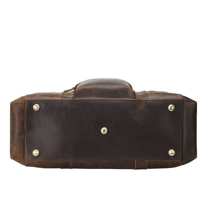 Sac fourre-tout de voyage vintage en cuir Crazy Horse pour homme, grande capacité