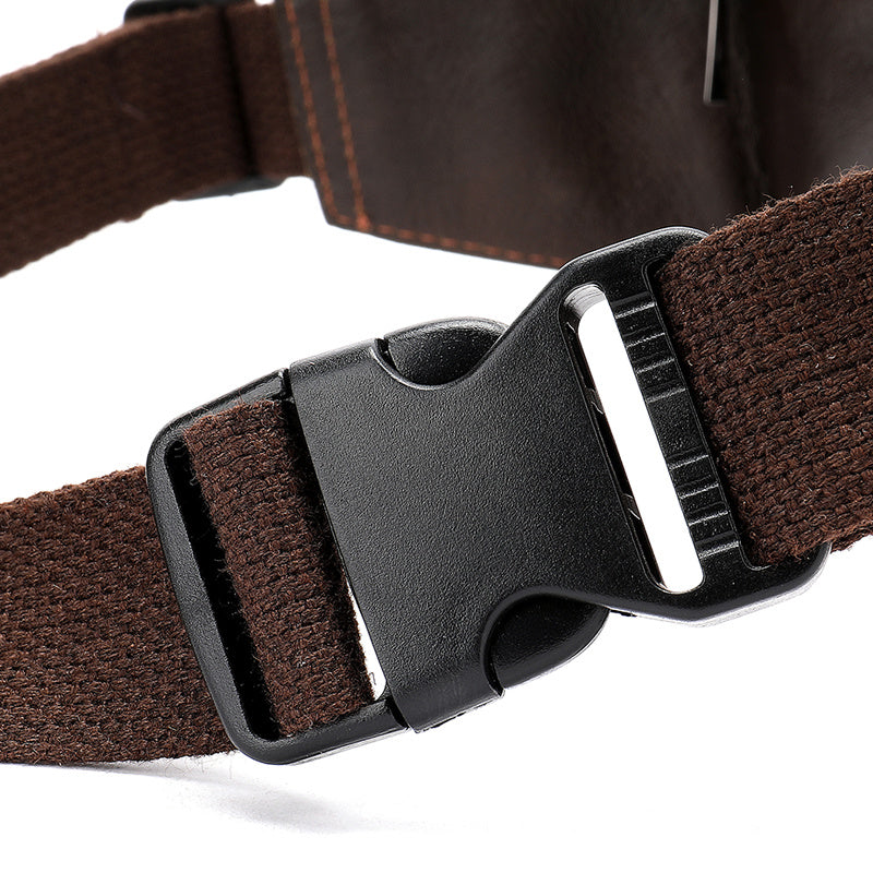 Leather Men's head leather waist bag