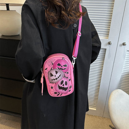 Funny Phone Bag Halloween Dark Crossbody Bag Halloween Pumpkin Printed Cartoon Shoulder Bags Creative Female Handbag