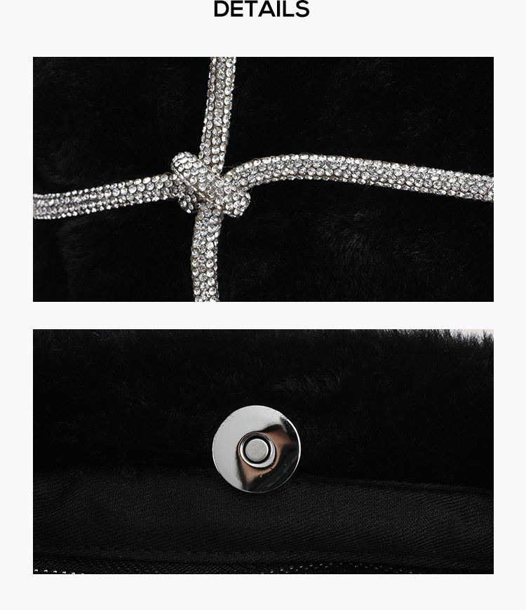 Rhinestone Chain Plush Underarm Shoulder Bag