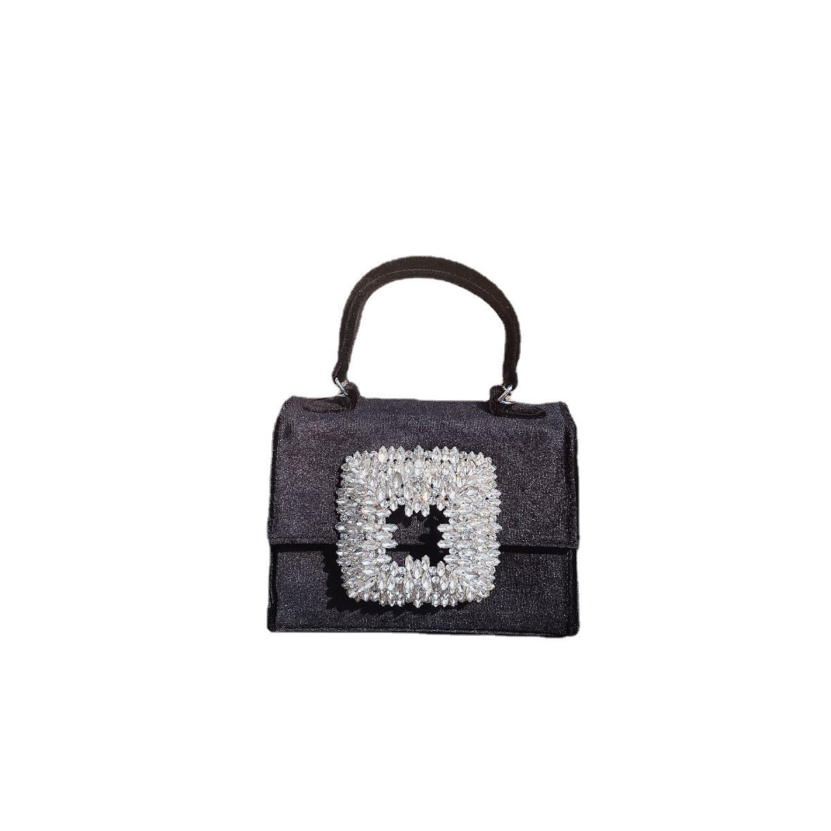 Sac messager portable en velours à fleurs et diamants, petit format carré, pour dîner