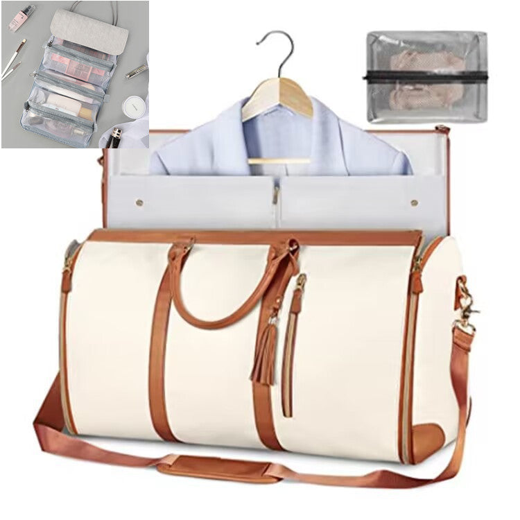 Large Leather Folding Suit Bag Travel Crossbody