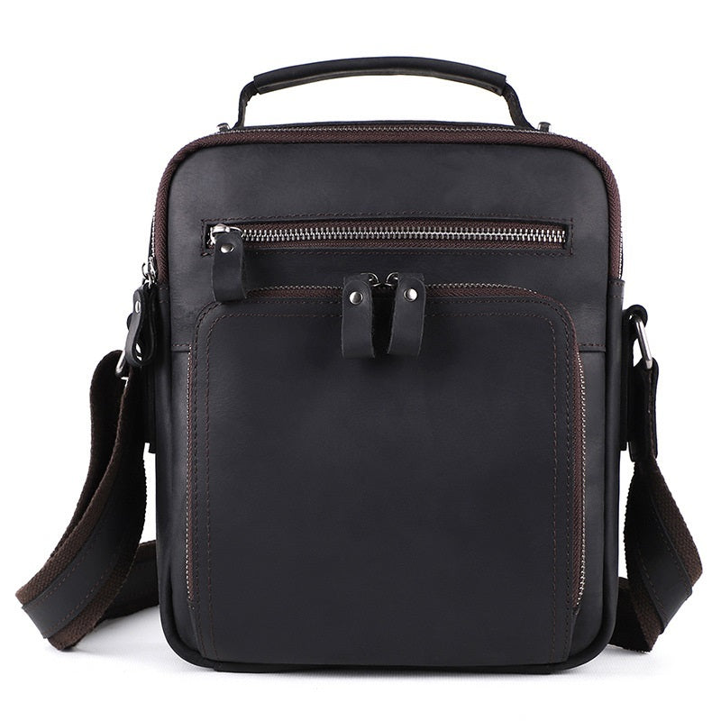 Bolso de cuero para hombre de gran capacidad, estilo retro e informal