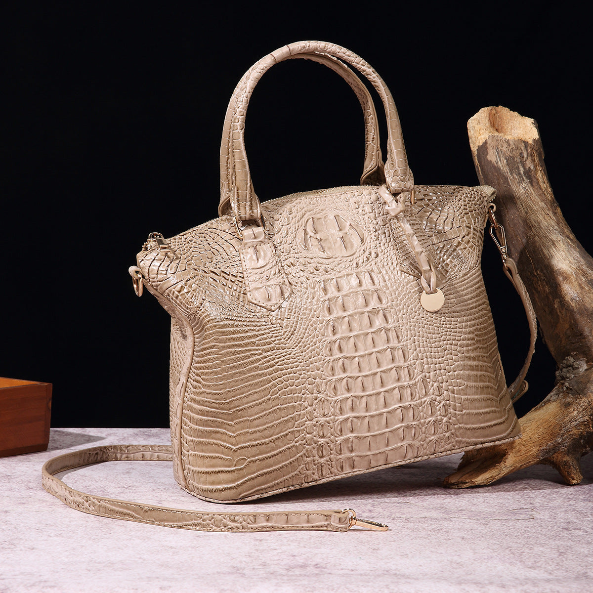 Sac messager portable à motif crocodile rétro pour femme