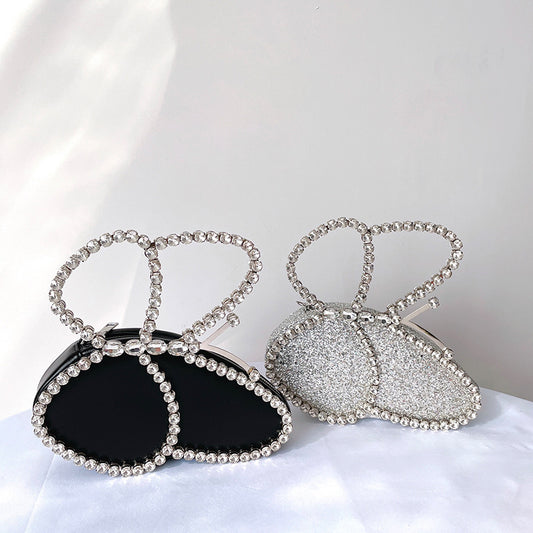 Bolso de mano con mariposas y diamantes de imitación para mujer