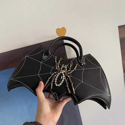 Gothic Dark Bat Spider Web Vintage Tote