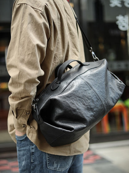 Bolsa deportiva ligera y suave de piel para fitness para hombre con gran capacidad