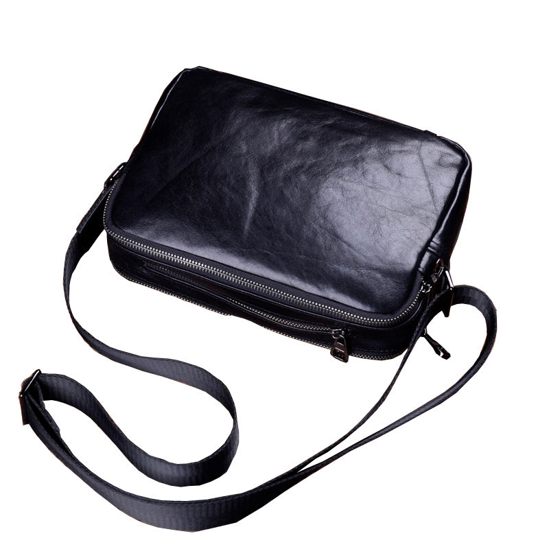 Bolso de hombro de cuero genuino para hombre, estilo retro, hecho a mano