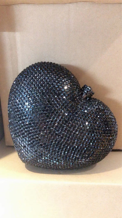 Bolsa de cena con forma de corazón y forma de mano con diamantes