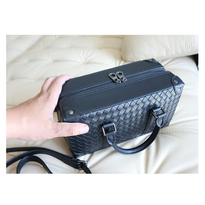 Genuine Leather Diagonal Woven Men's Bag