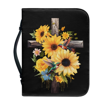 Bolsa de mano con forma de girasol y cruz sagrada para guardar libros con protección para impresión portátil